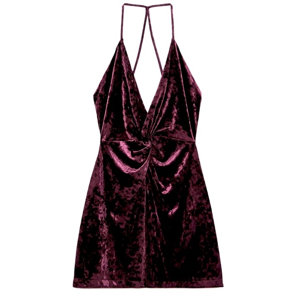 ZARA Holiday Maroon Velvet mini dress - Picture 6 of 10